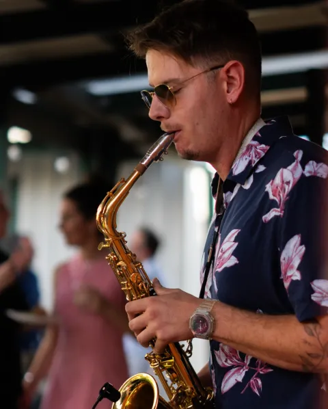 Gustime live saxophone and DJ performance at an event in Australia — photo 4